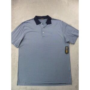 Twin Spires‎ Polo Shirt Mens XL Blue Striped Short Sleeve Golf Kentucky Derby